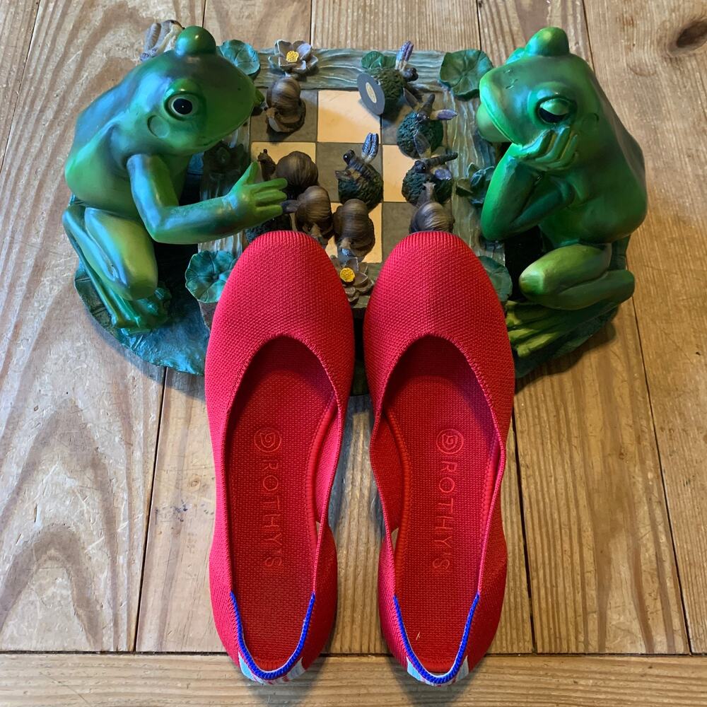 Rothy's The Square Red Clementine Knit Chic Ballet Flats Women’s US 7
